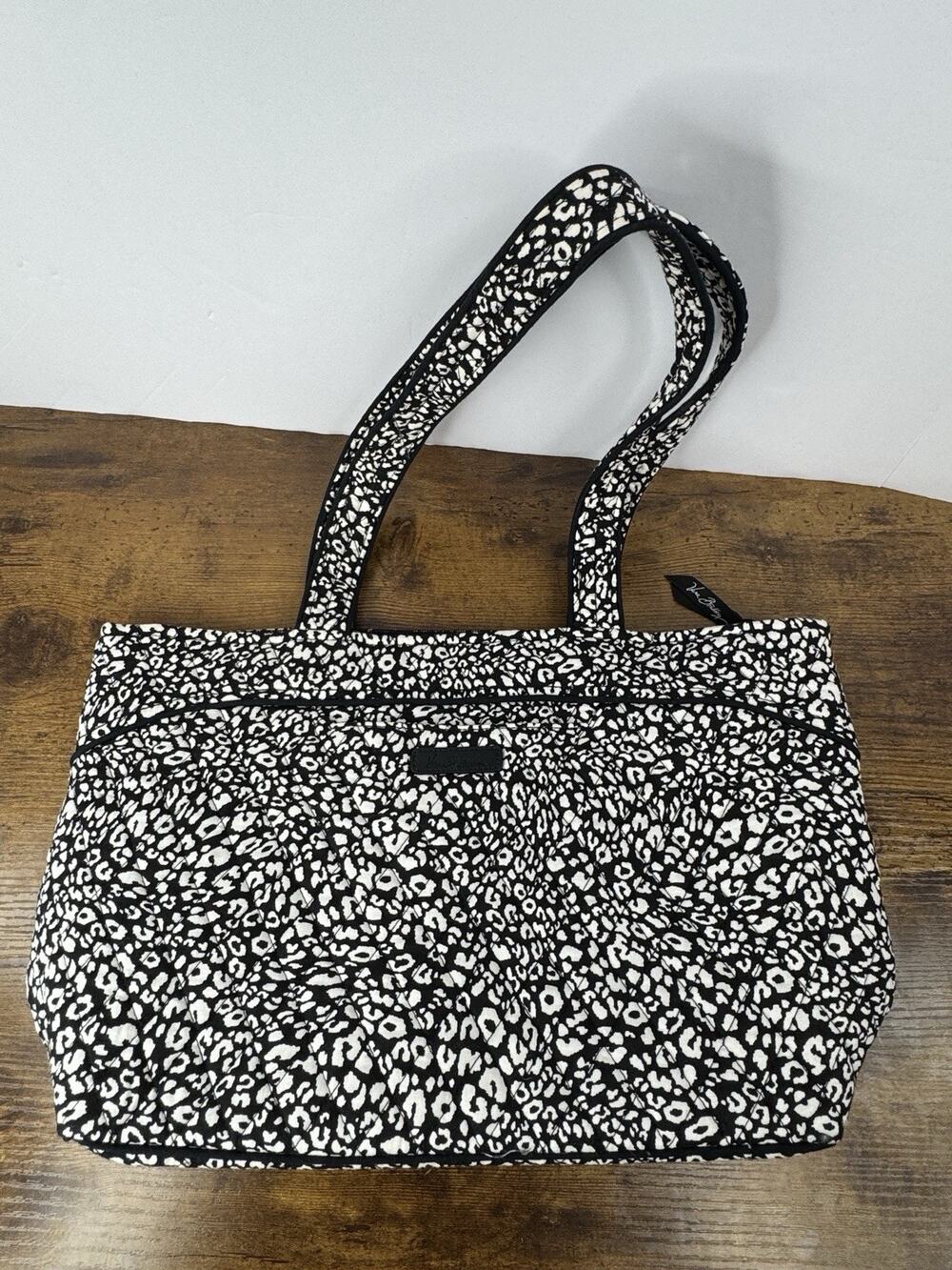 Vera Bradley Mandy Tote Camocat Black White Leopard Quilted Shoulder Bag 15675